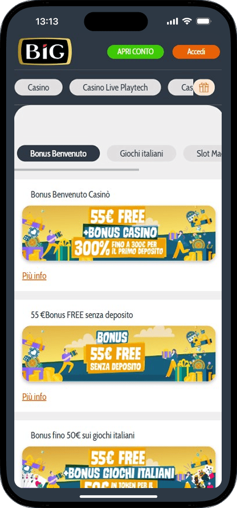 BIG Casino Bonus Benvenuto